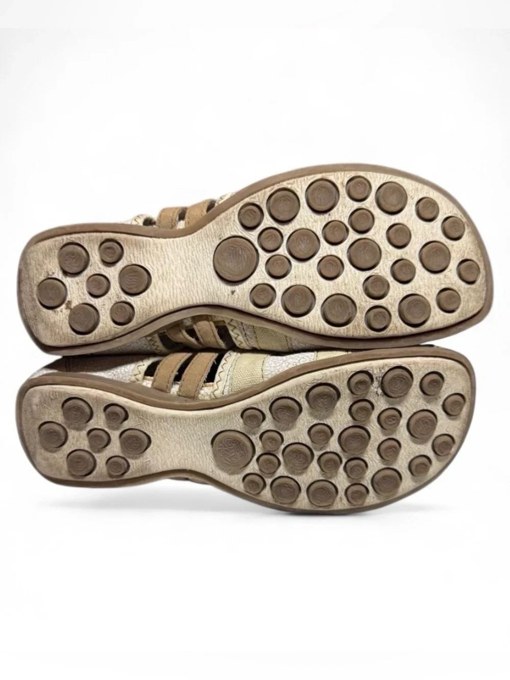 Y2K Mudd Mary Jane Ballet Flats Cream Brown Crackle Elastic Slip On Shoe Girl 3M